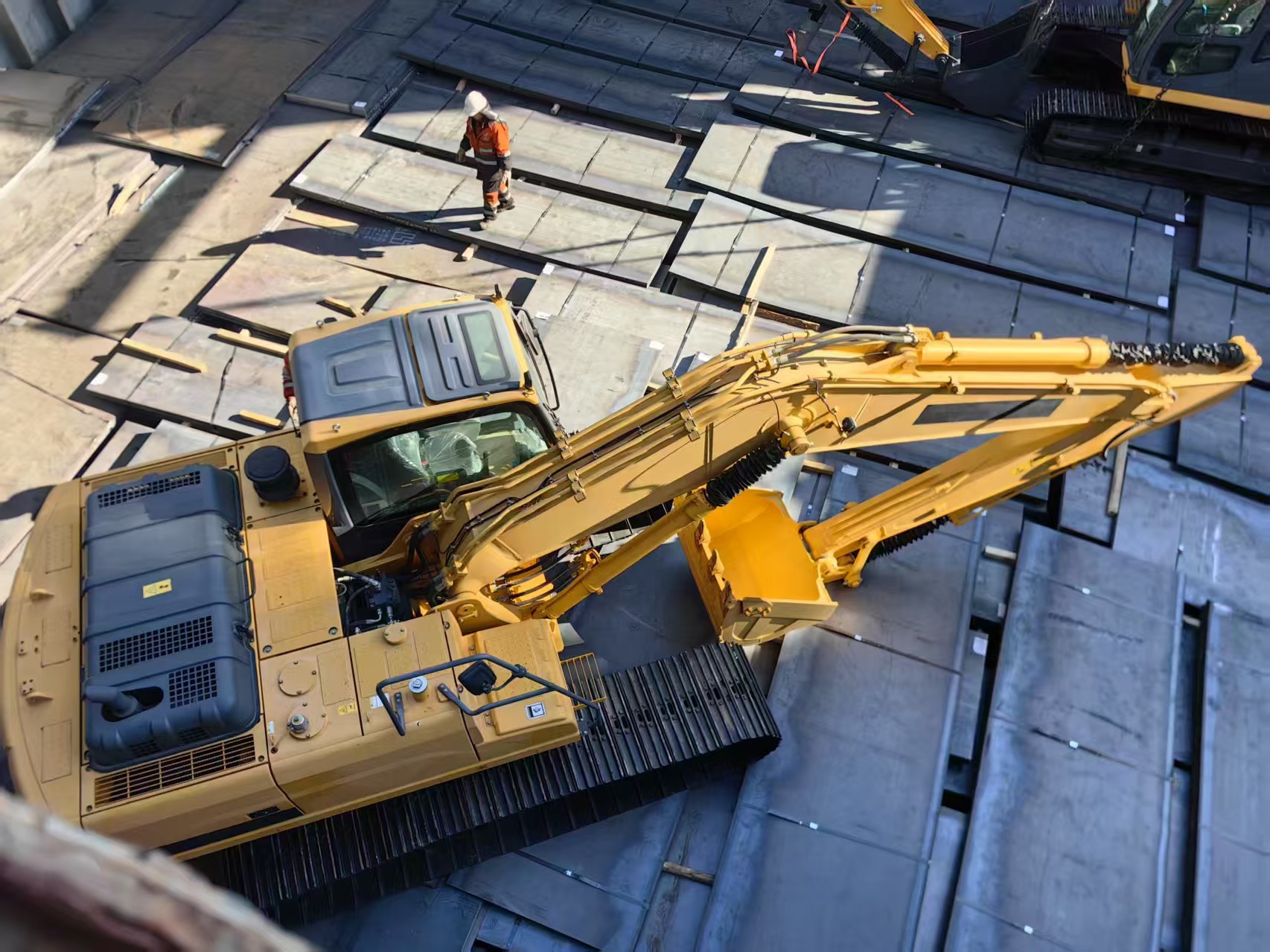 Excavator Being Loaded and Shipped from Port